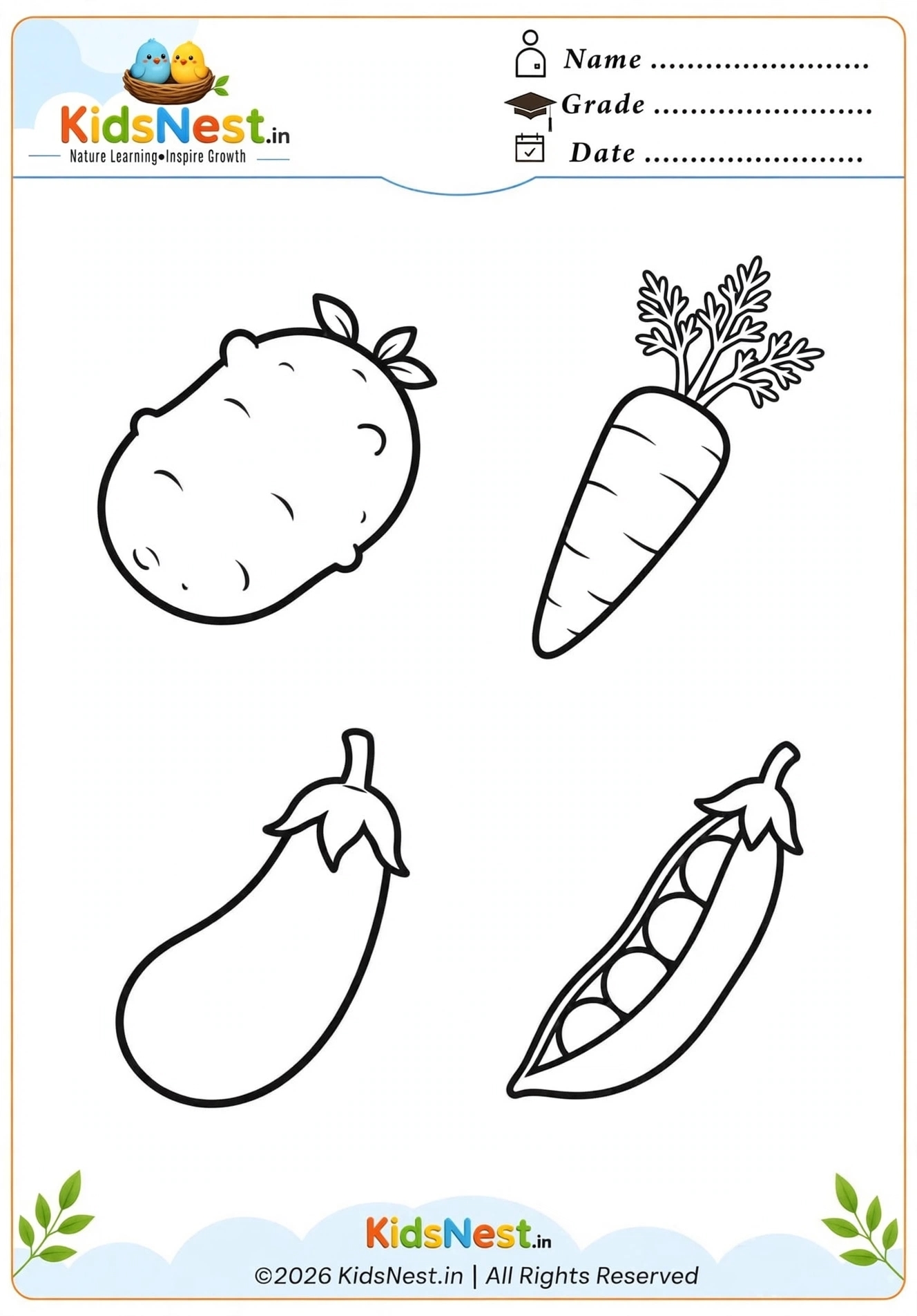 Vegetables Coloring Page | Free Printable Worksheet for Kids