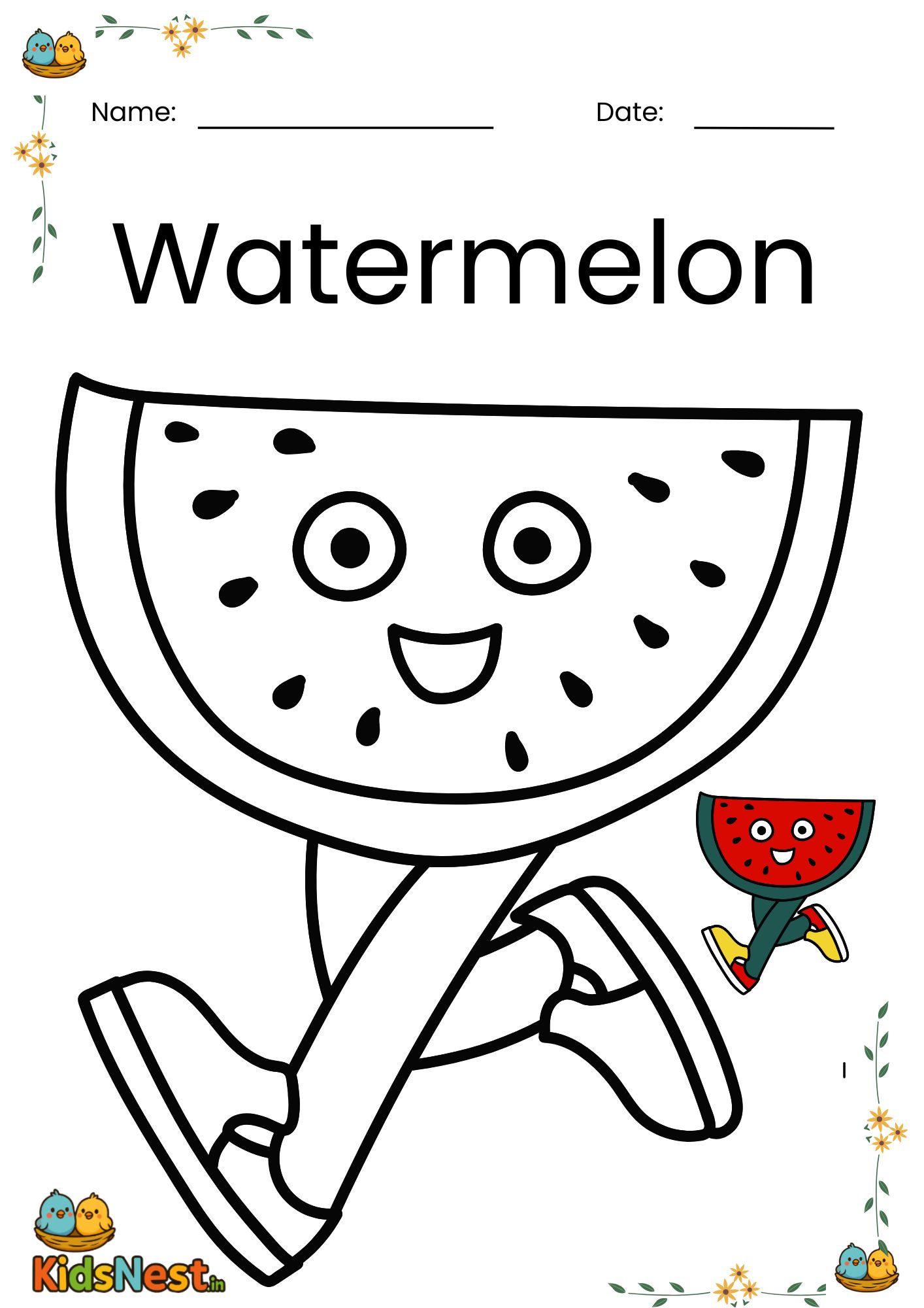 Watermelon Coloring Page for Kids - Free Printable Fun!