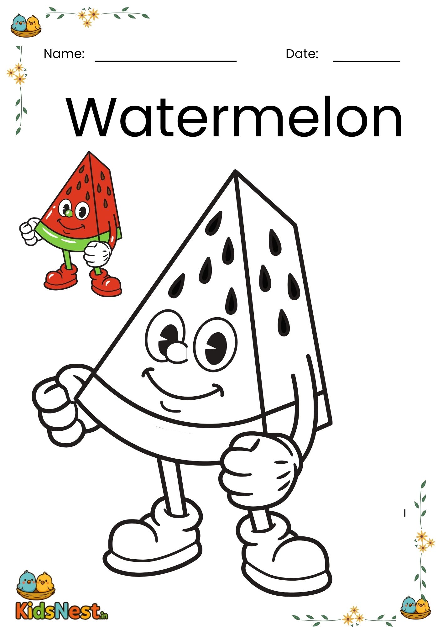 Watermelon Colouring Page for Kids - Free Printable Activity