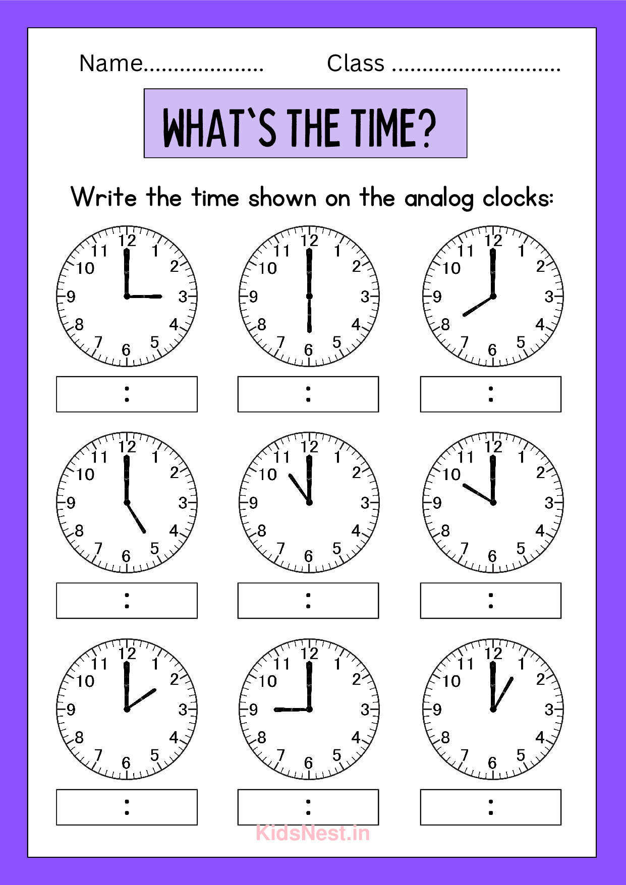Learn to Tell Time Worksheets for Kids | Printable Activities
