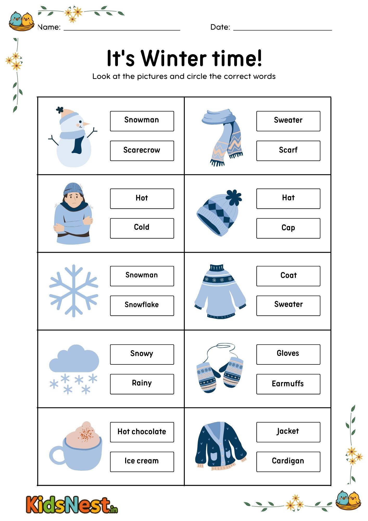 Winter Worksheets for Kids | Free Printable Activities