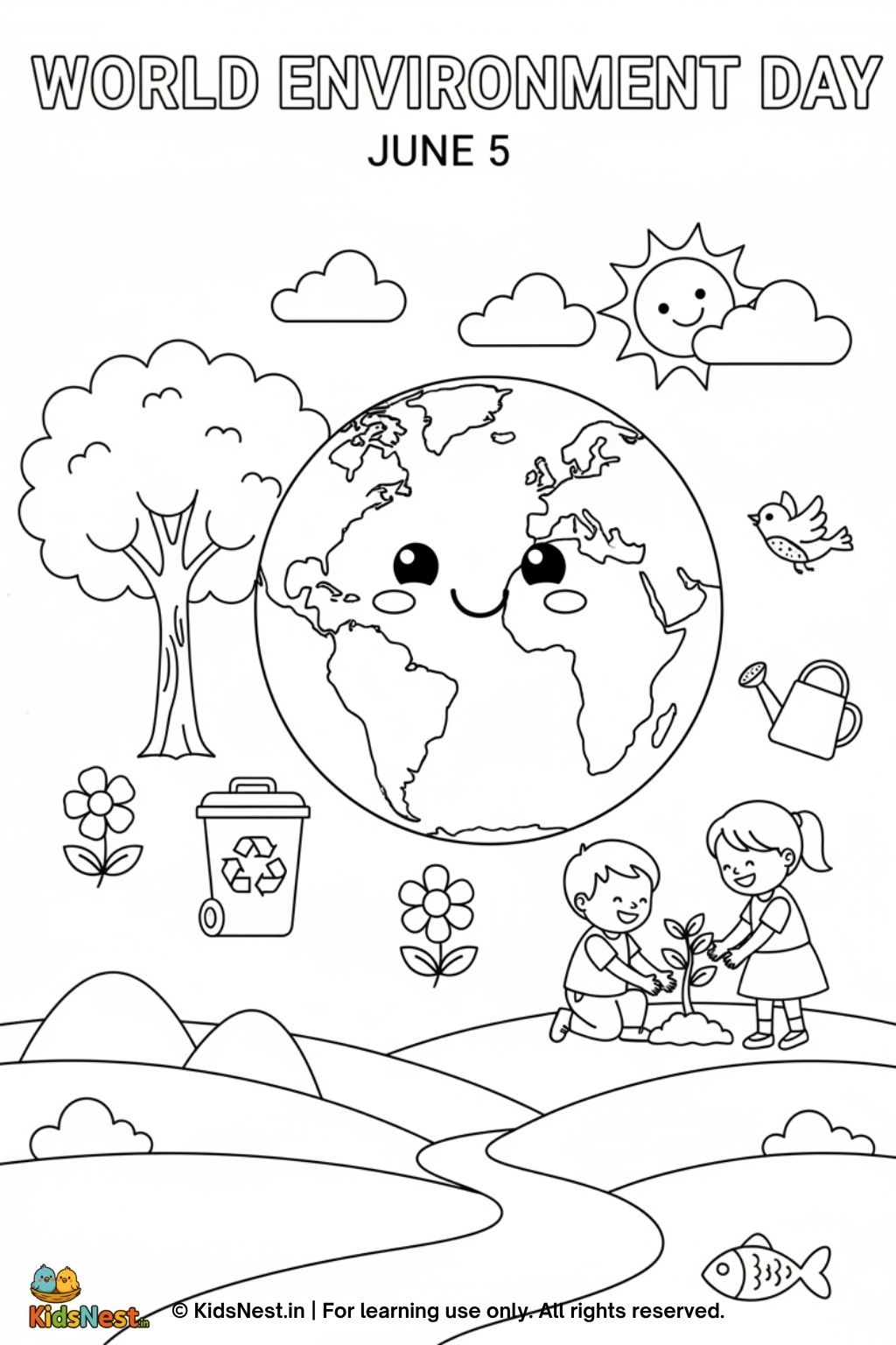 World Environment Day Coloring Page for Kids - Free Printable