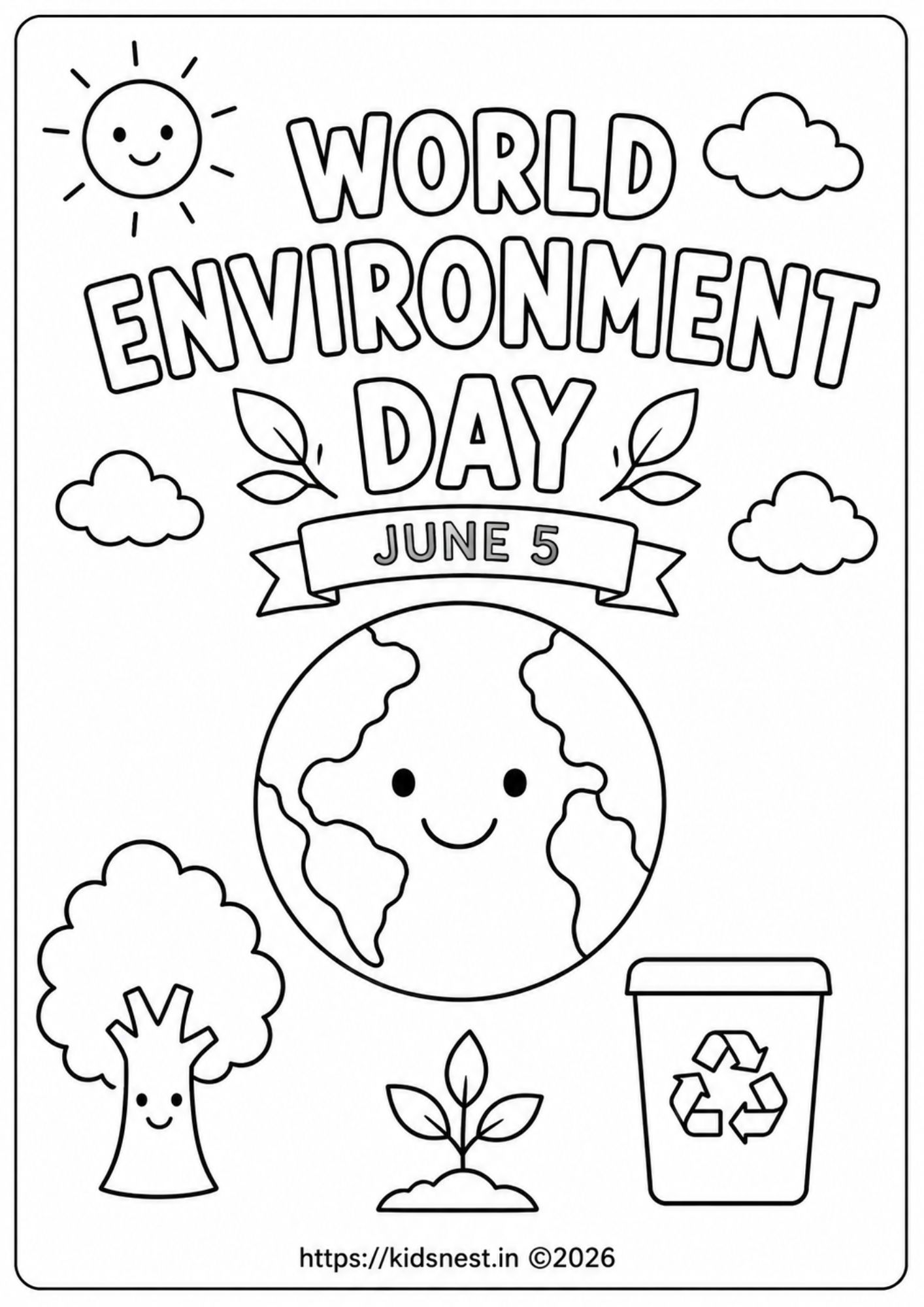 Free World Environment Day Coloring Page for Kids | Printable