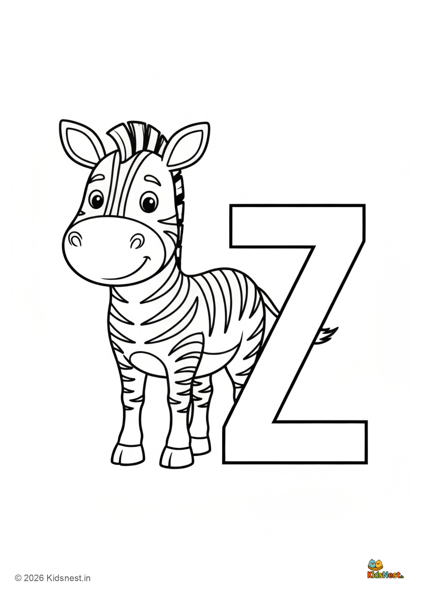 Z for Zebra Colouring Page | Free Printable for Kids